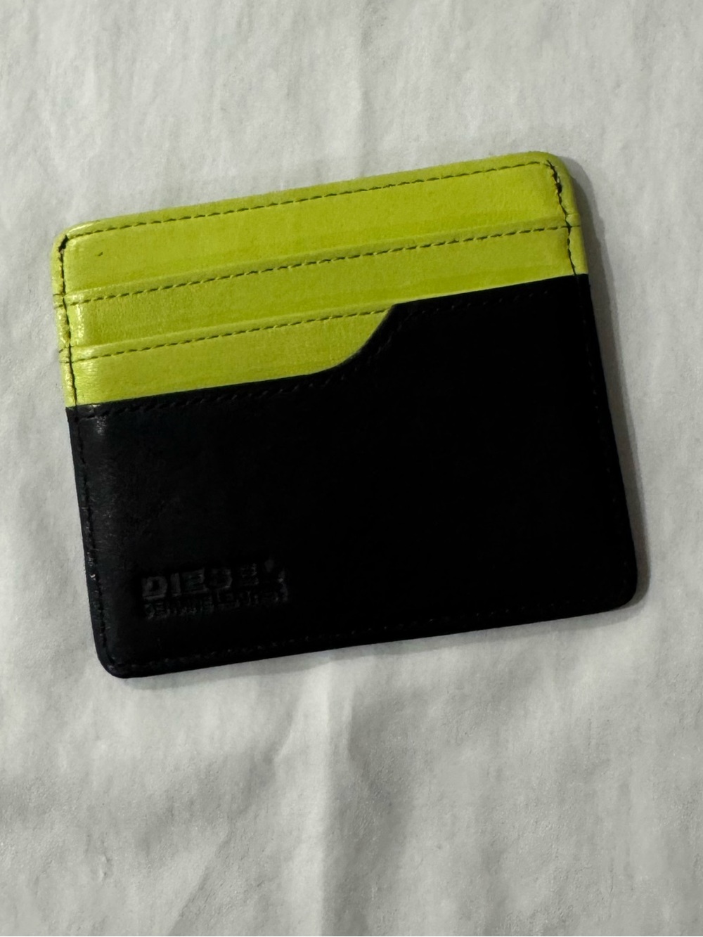 Diesel Black and Neon Green Leather Card Holder